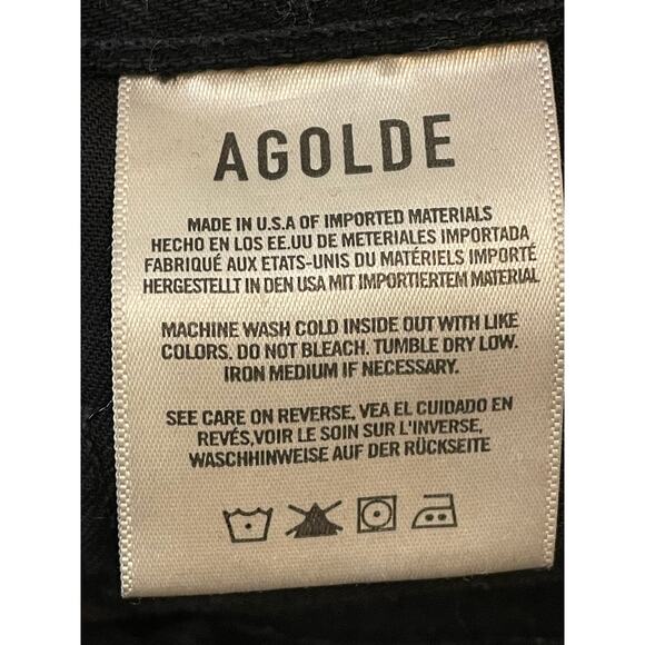 AGOLDE Cherie Jeans Women 24 Black Distressed High Rise Straight Leg USA - Picture 13 of 14